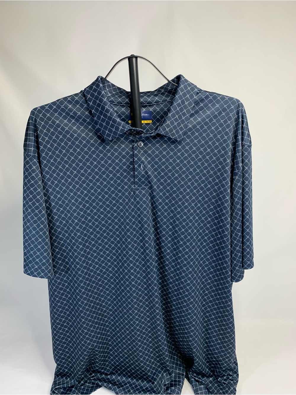 Men's Navy Grid-Print Polo Shirt